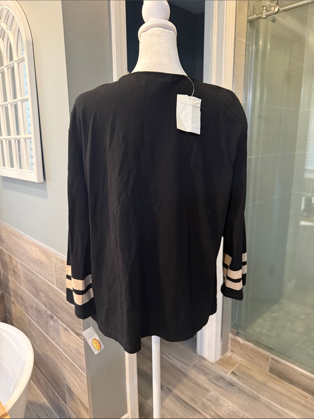 Vintage 90s Talbots Petites Black Striped Cuff Cardigan PL NWT - Picture 4 of 11
